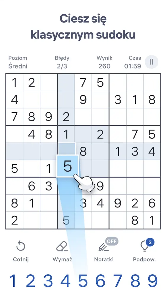 Zrzut ekranu z gry Sudoku.com
