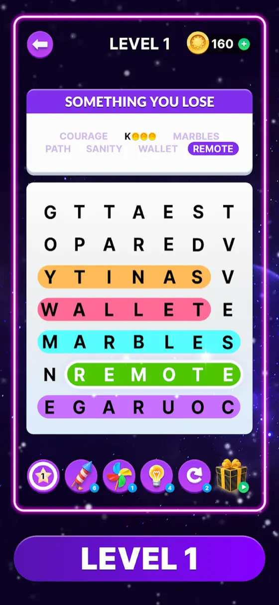 Zrzut ekranu z gry Wordscapes Search